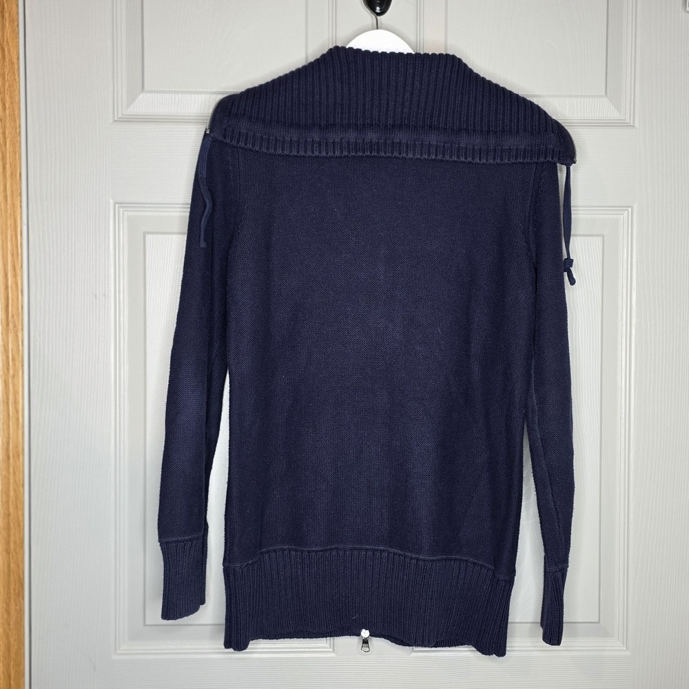 Ralph Lauren Navy Blue Full Zip Cardigan Sailor Collar Ribbed Sweater Sz Large - Picture 6 of 9
